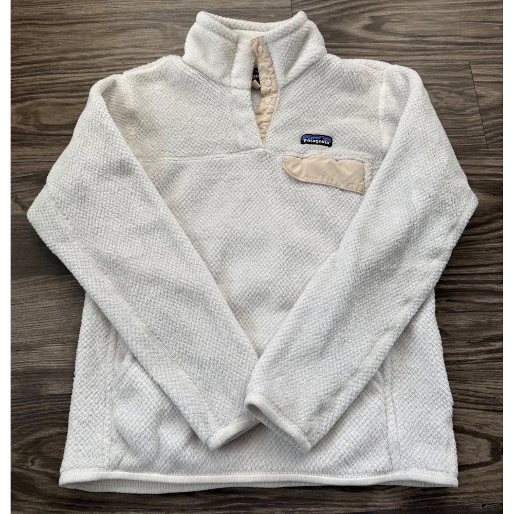 Patagonia Womens Re-Tool Snap-T Fleece Pullover Cream White Medium